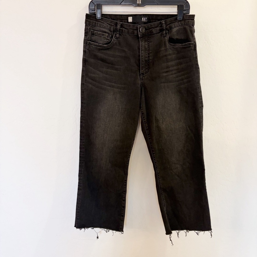 Kut From The Kloth Kelsey High Rise Ankle Flare Raw Hem Jeans Size 10
